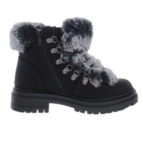 Madden Faux Suede Shearling Lined Lug Lace-Up Zip Ankle Boot, Warm Fuzzy Furry - Picture 11 of 12
